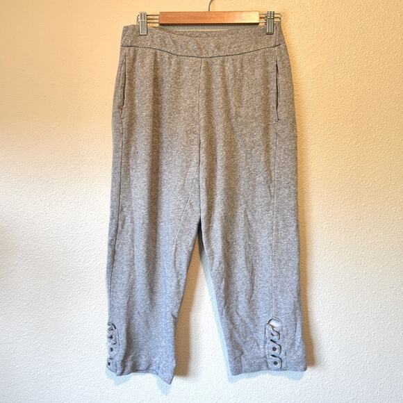 Soft Surroundings Grey Cropped Wide Leg Sweatpants Womens S Casual Summer Pants - Picture 1 of 8